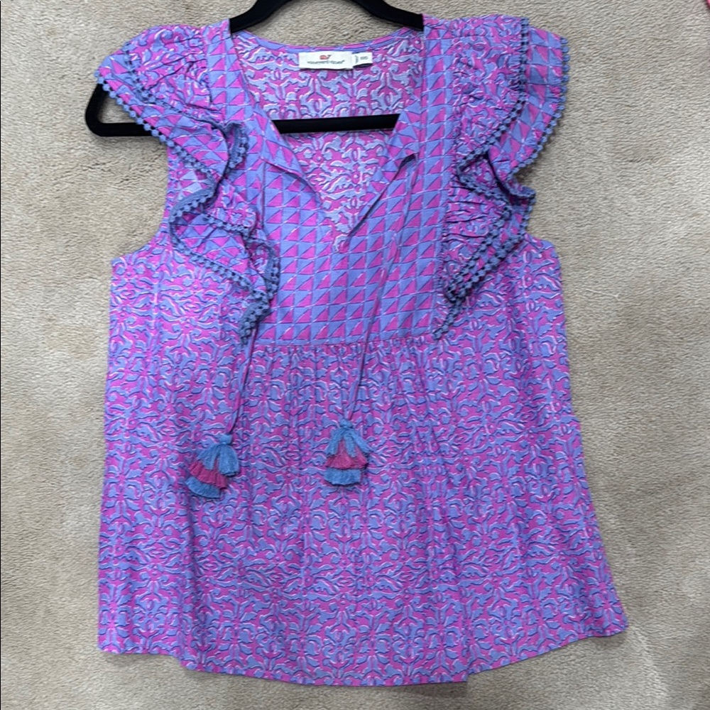 Women's Purple and Blue Patterned Top